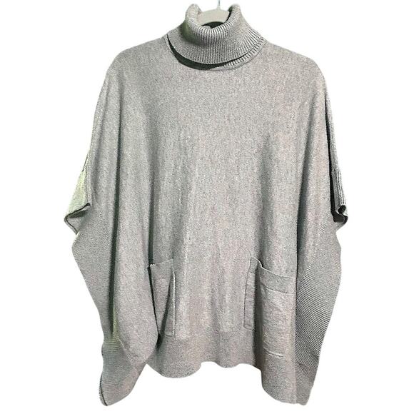 NWT Michael Kors Poncho Turtleneck Heather Gray Sweater XS - Picture 1 of 8